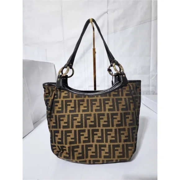 Authentic FENDI Zucca Small Chef Shopping Tote Bag Tobacco Moro Brown
